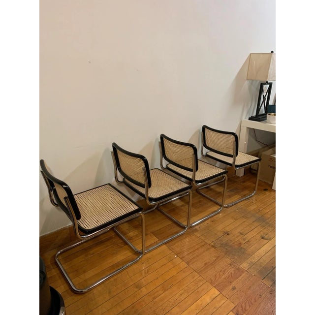 Set of 4 Cesca Marcel Breur Style Side Chairs-Chrome and Black For Sale - Image 12 of 12