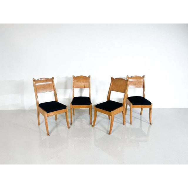 Black Russian Chairs in Birch Veneer, Early 19th Century, Set of 4 For Sale - Image 8 of 10