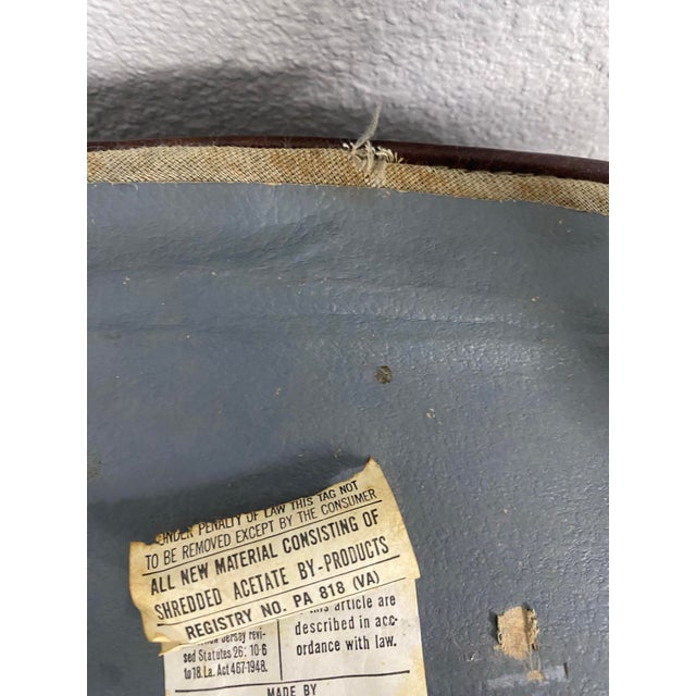 1960s Vintage Mid-Century Modern Kidney Footstool Dark Brown Pleather Wood Legs For Sale - Image 12 of 12