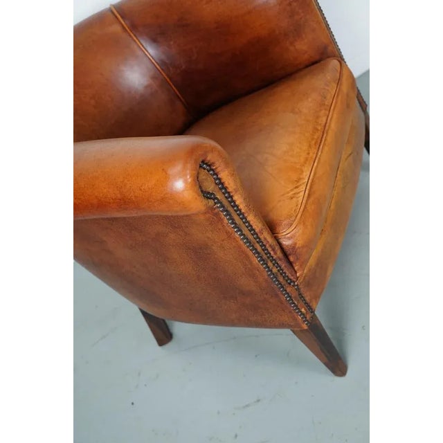 Vintage Dutch Cognac Colored Leather Club Chair For Sale - Image 9 of 18