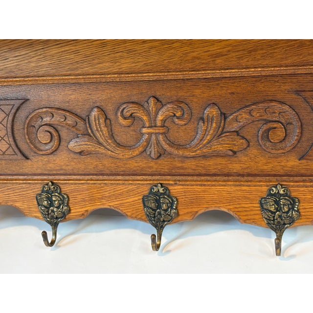 French Vintage French Carved Wood Coat Rack For Sale - Image 3 of 7