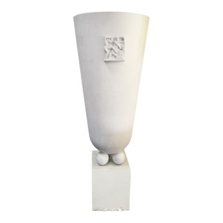 French Mid-Century Large White Vessel by Henri Lagriffoul For Sale