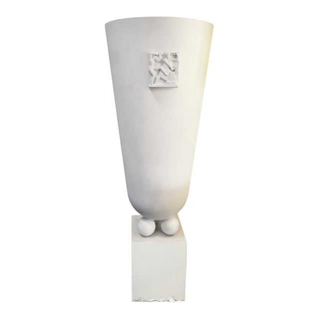 French Mid-Century Large White Vessel by Henri Lagriffoul For Sale