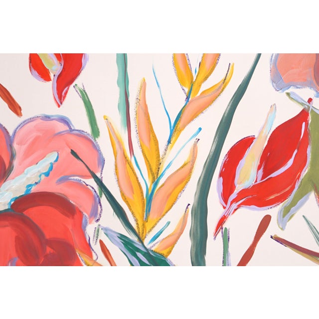 2026, Tropical Garden, Lush Flowers Large Triptych, Acrylic Paint on Watercolor Paper by Romina Milano For Sale In Miami - Image 6 of 11