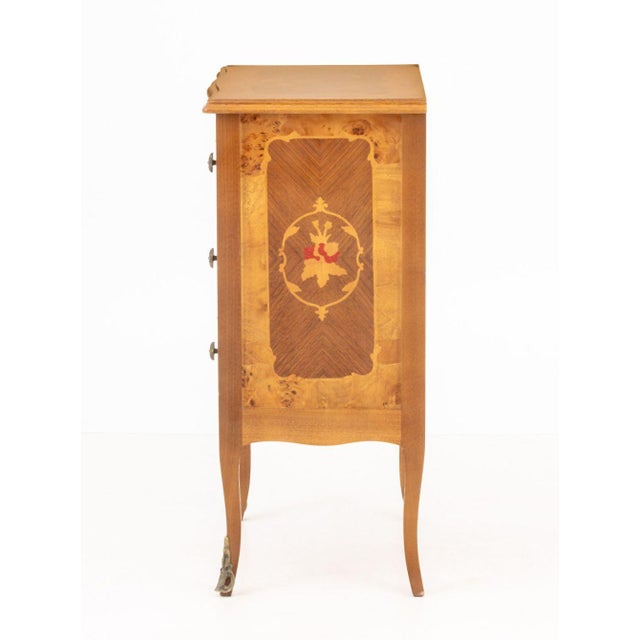 Late 20th Century Louis XVI Style Floral Marquetry Chest of Drawers For Sale - Image 5 of 7