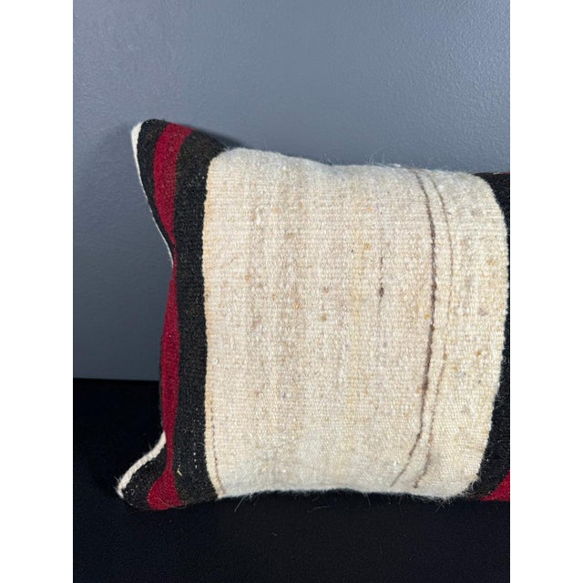 Contemporary Turkish Hemp Pillow Cushion Natural Beige Red Pillow Cushion Cover 16" x 24" For Sale - Image 3 of 4