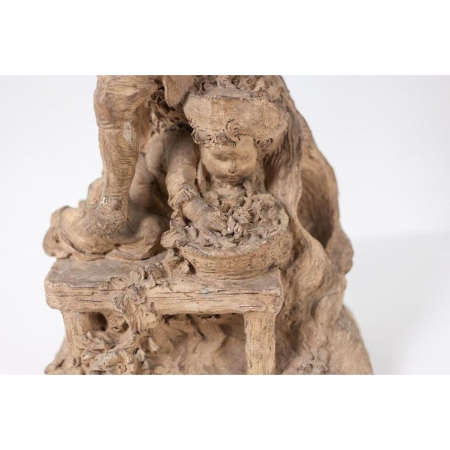 Rocaille-Style Terracotta Sculpture of Children and Flowers, 1850s For Sale - Image 10 of 12