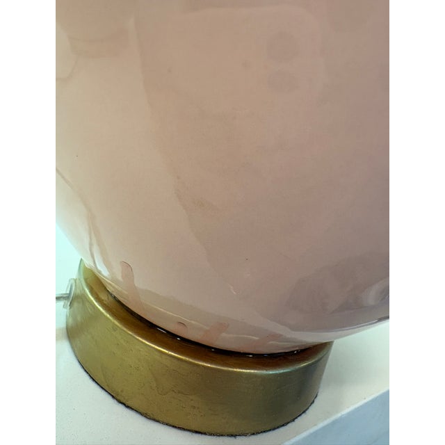 Bunny Williams Home Lillian August Blush Double Gourd Table Lamps With Pleated Floral Shades - A Pair For Sale - Image 4 of 9