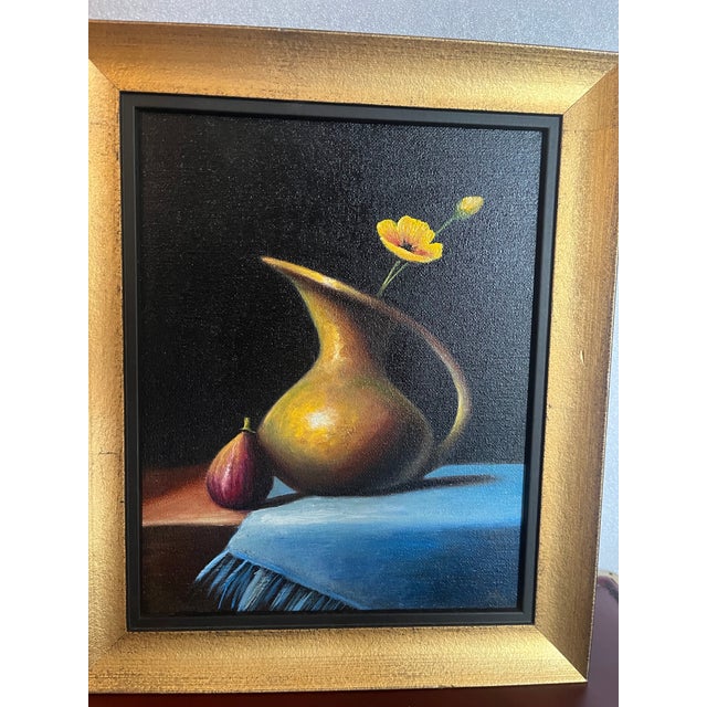 Vintage Unsigned Original Realism Still Life Oil Painting Professionally Framed For Sale - Image 4 of 5