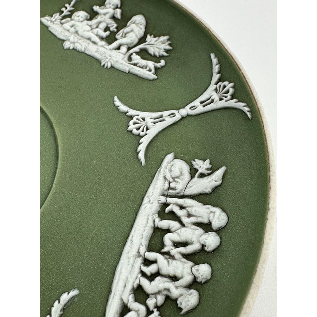 1940s Wedgwood Celadon Demitasse Cup & Saucer – Neoclassical Bas-Relief Sage Green Porcelain For Sale - Image 11 of 11