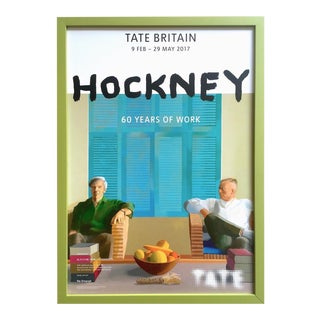 David Hockney Lithograph Print Tate Britain Framed Pop Art Exhibition Poster " Christopher Isherwood and Don Bachardy " 1968 For Sale