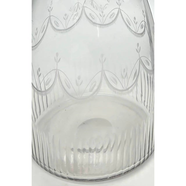 Transparent Antique Etched Crystal Decanter With Stopper For Sale - Image 8 of 12