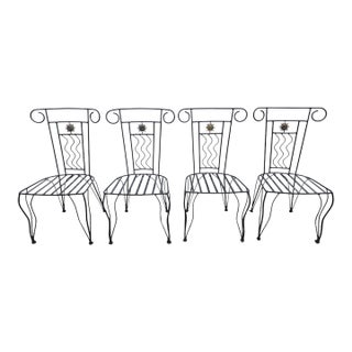 French Style French Style Wrought Iron Chairs, Set of 4 For Sale