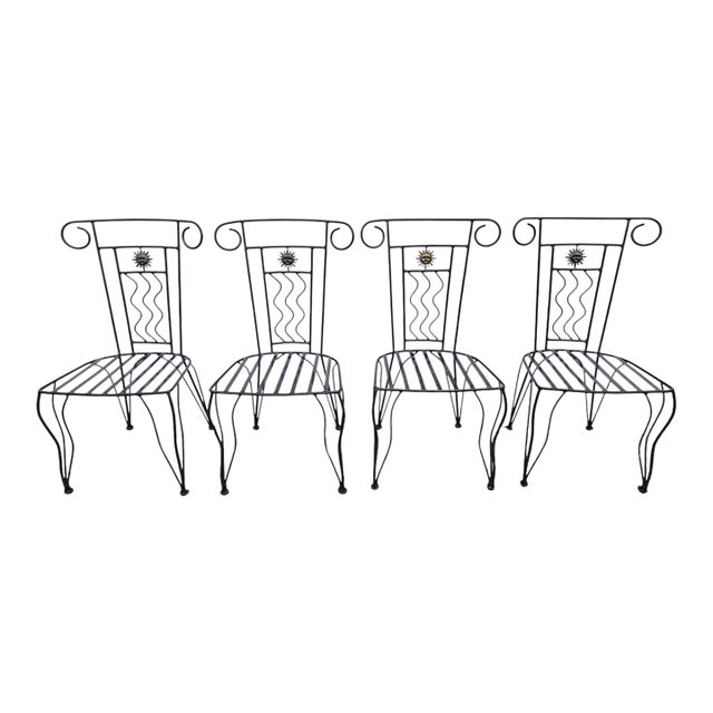 French Style French Style Wrought Iron Chairs, Set of 4 For Sale