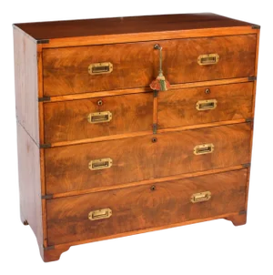 Antique Victorian Campaign Era Military Chest of Drawers, 1840