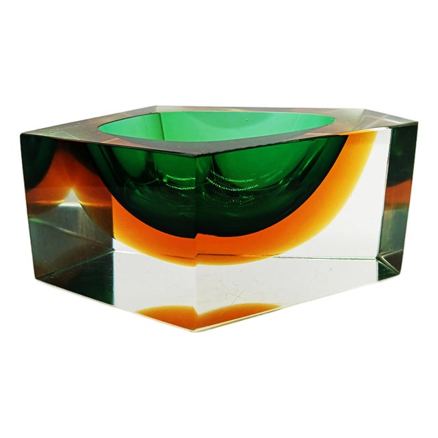 Vintage Italian Multifaceted Asymmetrical Ashtray in Murano Glass by Flavio Poli for Seguso, 1960s For Sale