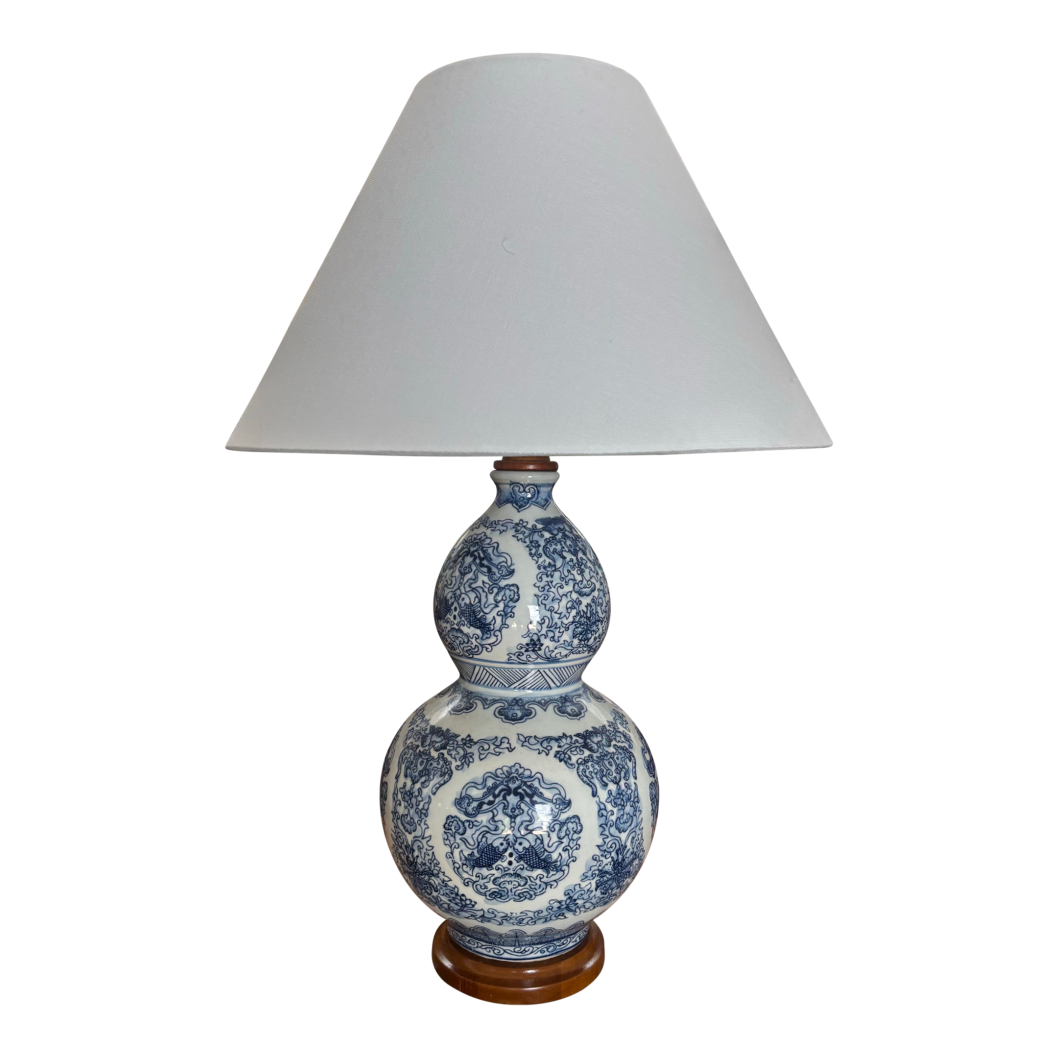 Lauren Ralph Lauren Blue and White Chinoiserie Double Gourd Koi