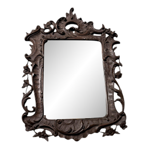 Small Antique 1740's French Rococo Hand-Carved Wood Mirror