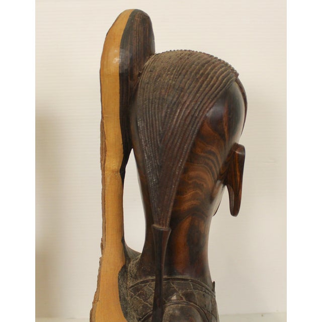 Mid 20th Century Maasai Warrior Hand Sculpted Busts - Set of 2 For Sale - Image 14 of 15