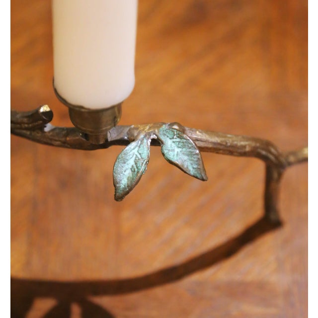 Pair of Mid-Century Cast Iron Bird Branch Two-Light Candelabras For Sale - Image 9 of 10