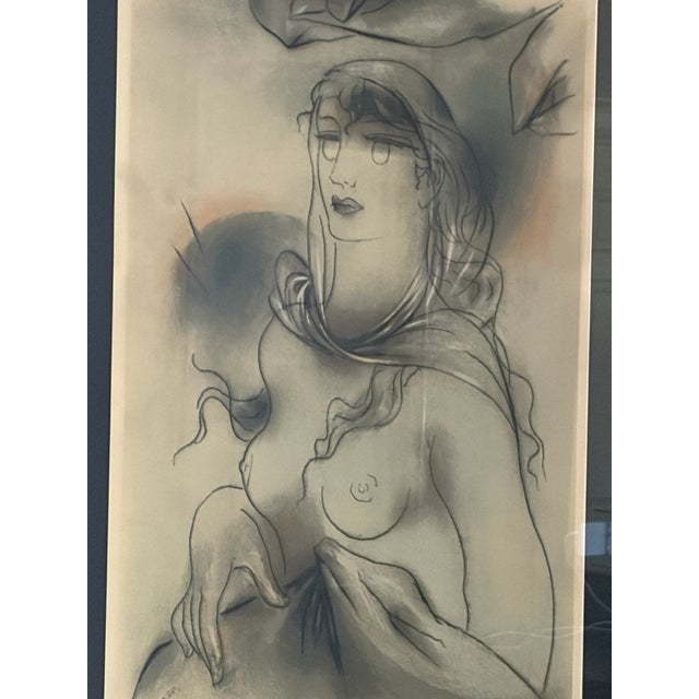 1960s 1960s Giorgos Gounaropoulos Female Figure Lithograph (1890–1977) – Signed & Numbered 140/200 – Large Framed For Sale - Image 5 of 10