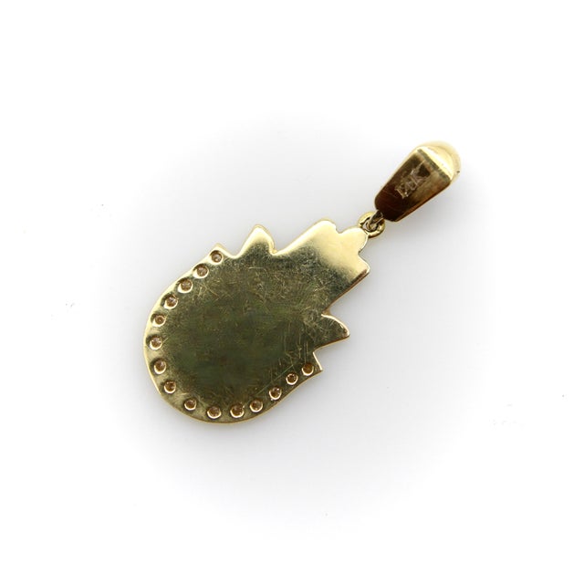 Gold 1990s 14k Gold and Blue Enamel Hamsa Pendant With Diamonds For Sale - Image 8 of 8