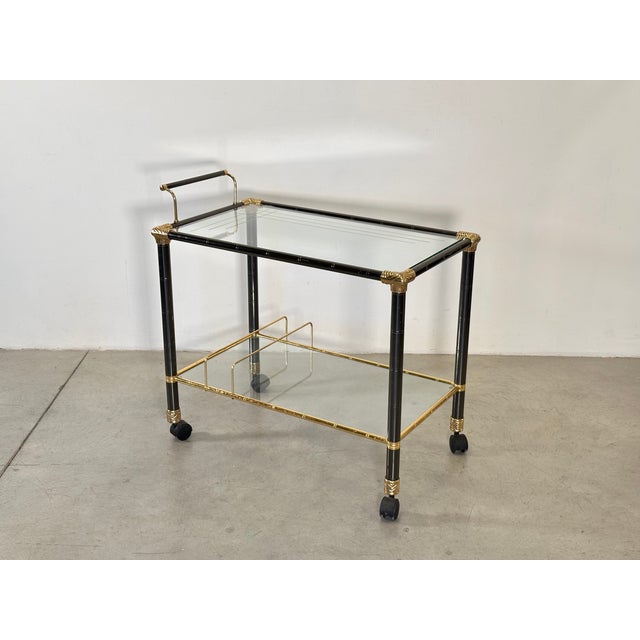 Brass and Glass Bar Trolley, 1970s For Sale - Image 12 of 12