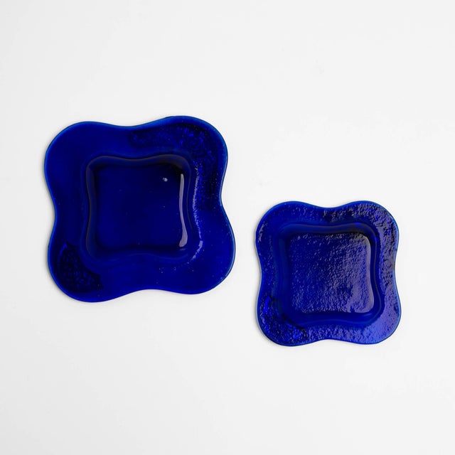 Vintage Cobalt Blue Glass Catchalls With Silver Overlay - Set of 2 For Sale - Image 12 of 12