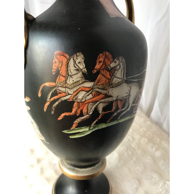 Antique Italian Neoclassical Basalt Grecian Style Porcelain Urn Vase For Sale - Image 11 of 13