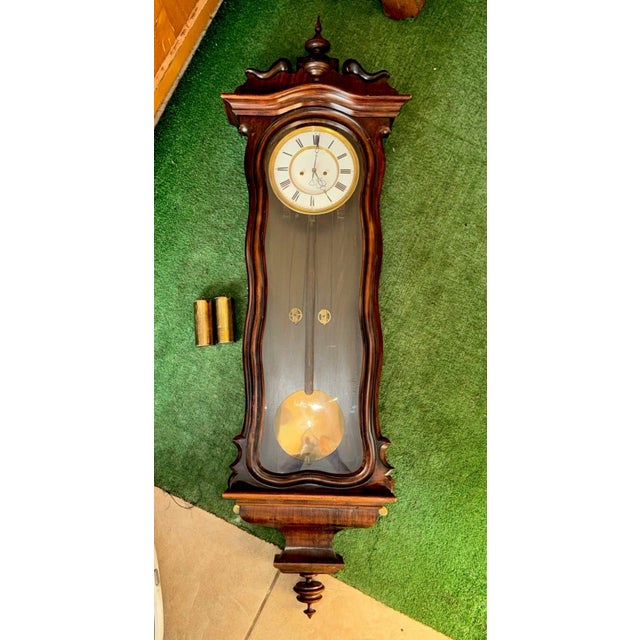 Early Antique Austrian Serpentine Vienna Regulator Wall Clock For Sale - Image 4 of 10
