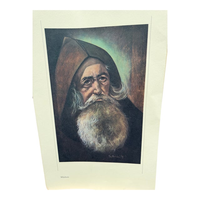 Vintage Folk Art Lithograph by Brother Matthew Entitles “Wisdom” For Sale