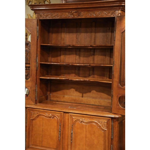 18th Century French Louis XIV Carved Oak Buffet Deux Corps From Normandy For Sale - Image 10 of 13