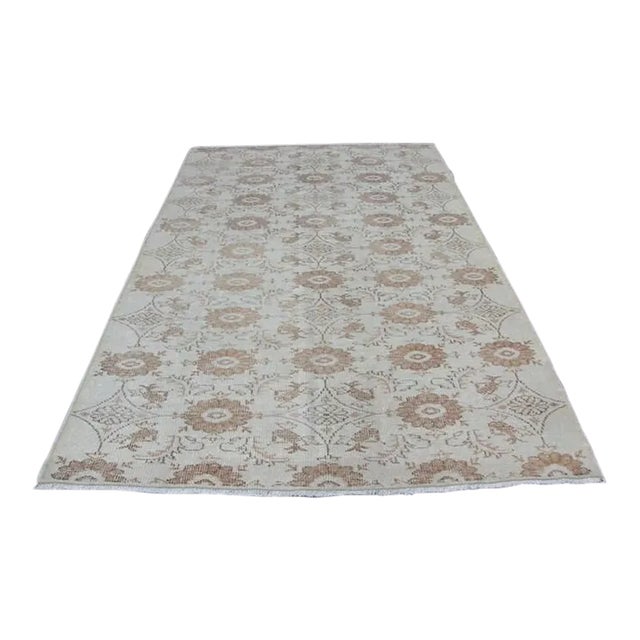 1960s Floral Design Handkotted Rug For Sale