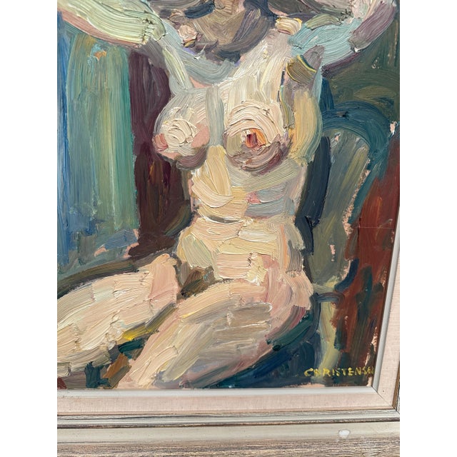 Gunnar Christenson, Nude Figurative Composition, 1950s, Oil Painting on Panel, Framed For Sale - Image 10 of 17