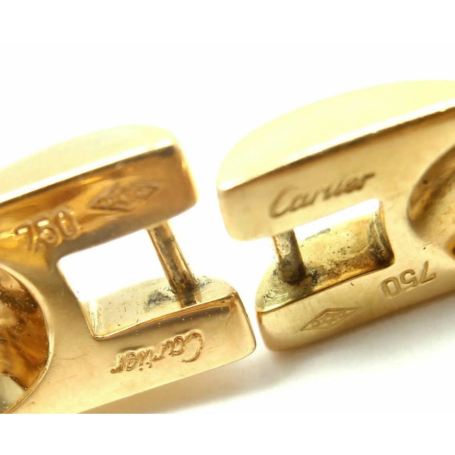 Cartier Panthere Maillon 18k Yellow Gold Stirrup Cufflinks For Sale - Image 10 of 11