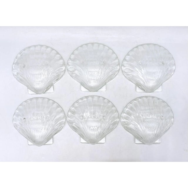 Glass Vintage Transparent Glass Clam Shell Bowls – Coastal Serving Set of 7 For Sale - Image 7 of 12
