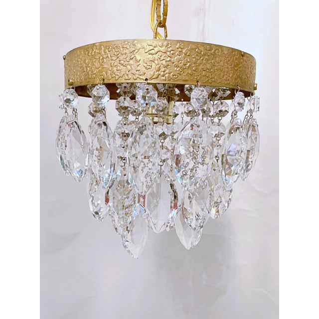1960s Italian Brass Rim Layered Chandelier For Sale - Image 4 of 9