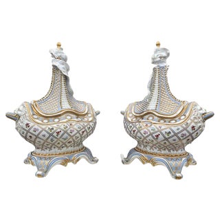 20th Century Vaisseau à Mât Ship Vase and Cover from Meissen, Set of 2 For Sale