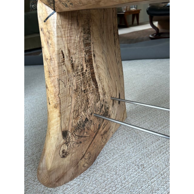 One of a Kind Natural Edge Spaltted Maple Waterfall Bench For Sale - Image 12 of 17