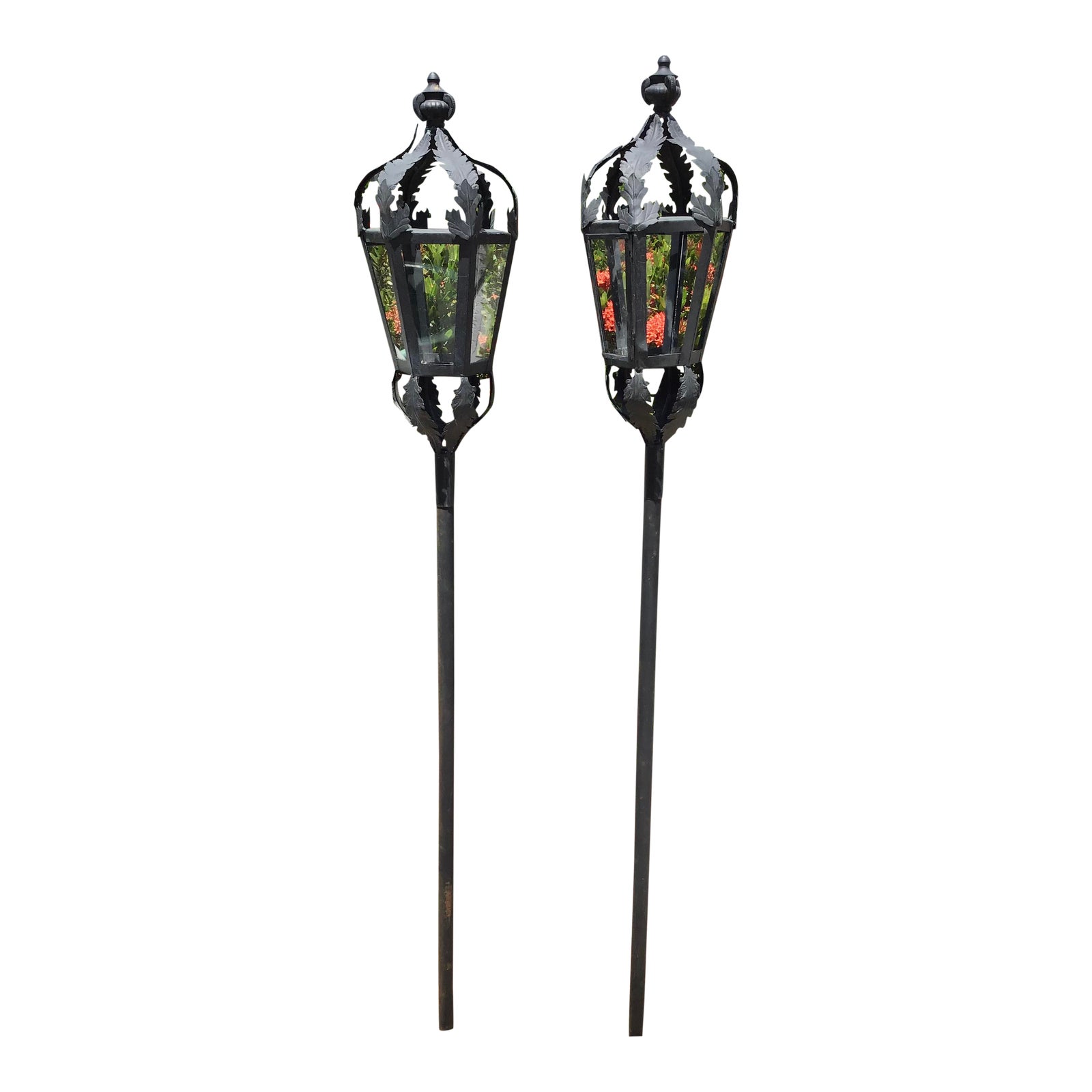 Garden Lanterns With Stake Bases a Pair Chairish