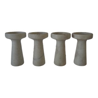Noir Small Aleka Hand-Carved Grey Marble Candleholders - Set of 4 For Sale