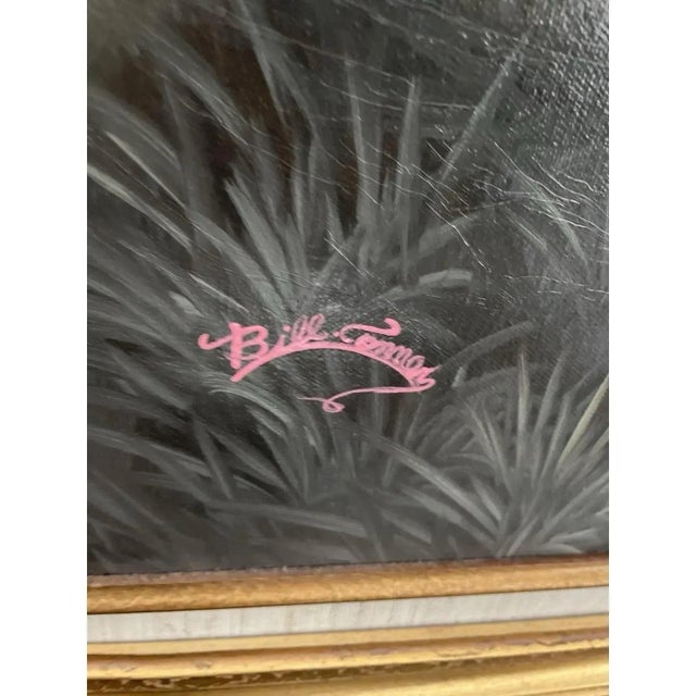 Black Framed Panda Landscape Oil Painting & Art Light For Sale - Image 8 of 8