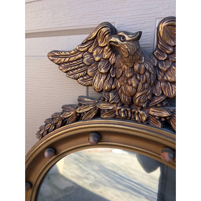 American Federal Giltwood Eagle Bullseye Convex Mirror For Sale - Image 13 of 14