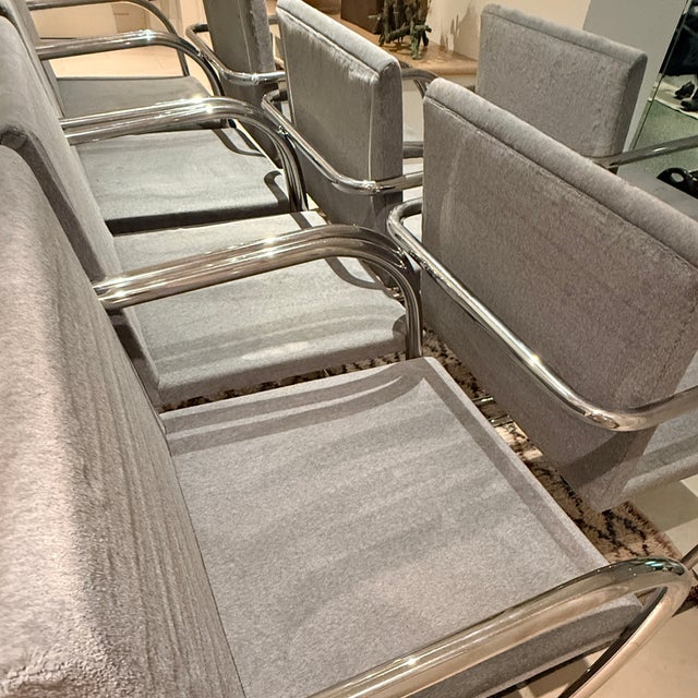 8 Knoll Brno Tubular Chairs With Rogers & Goffigon Upholstery For Sale - Image 10 of 12