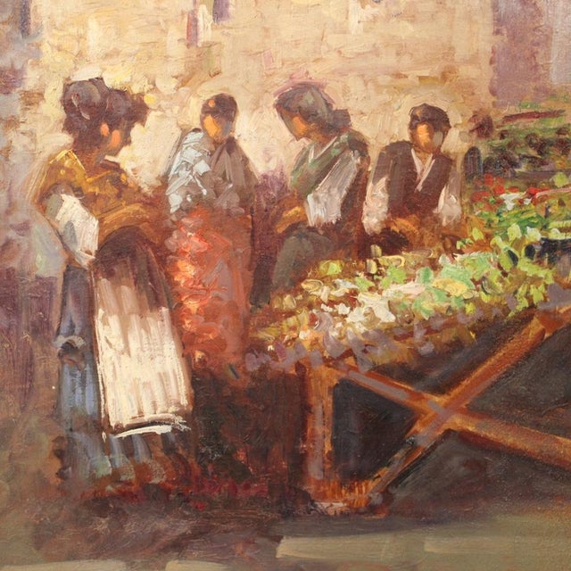 Italian Artist, Popular Scene with Figures, 1970, Oil on Panel, Framed For Sale - Image 11 of 12