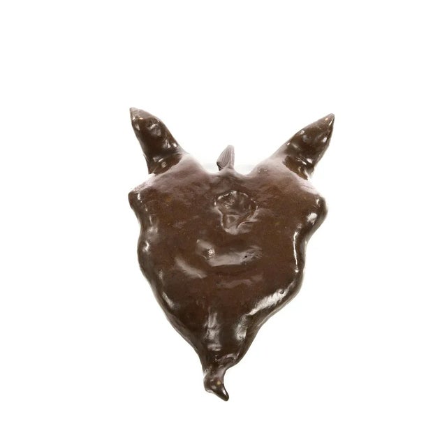 Art Nouveau Leaf Bronze Tray Sculpture With Nude Maiden Bust For Sale - Image 9 of 9