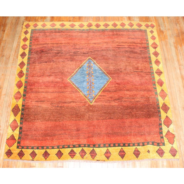 Textile Late 20th Century Square Persian Gabbeh Rug - 6'5" x 6'6" For Sale - Image 7 of 18