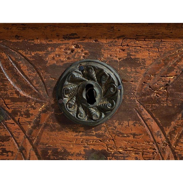 Antique Brown Trunk with Floral Motifs, 1920s For Sale - Image 18 of 18