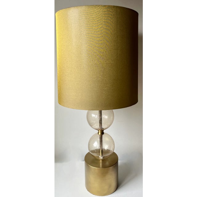 2000 - 2009 Arteriors Home Glass & Gold Lamps & Shades-a Pair For Sale - Image 5 of 6