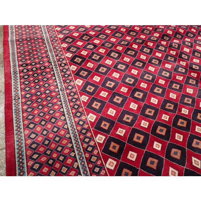 Late 20th Century Galerie Shabab Collection Vintage Mashad Art Deco Style Black and Red Rug For Sale - Image 5 of 10